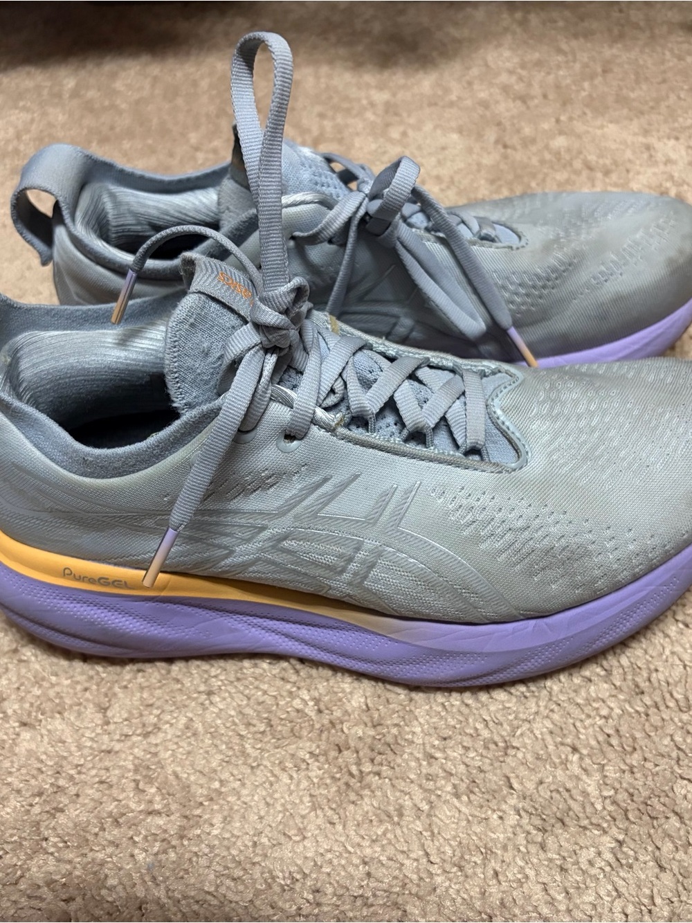 Asics Women's Gray Lavender Athletic Running Shoes